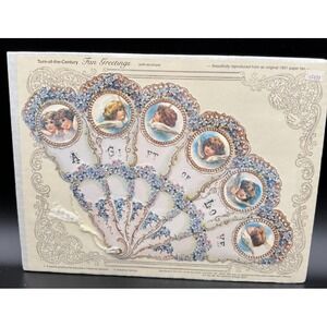 VTG Old Print Factory Turn of the Century Paper Collection Victorian Fan -ANGELS